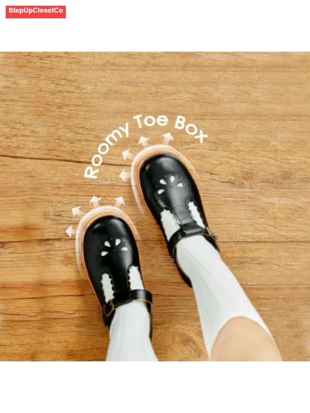 Toddler Girls Mary Jane Ballet Flats - Non-Slip Hook & Loop Dress Shoes for